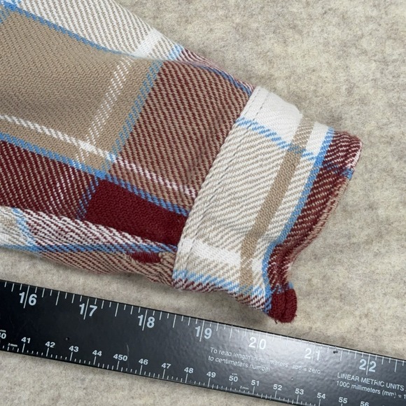 Big Mac Flannel Shirt Mens Large Red Beige Plaid JCPenny 80s VTG Made USA - Picture 11 of 13